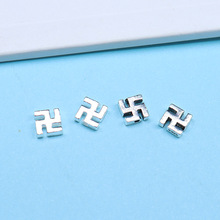 S925纯银做旧素银万字卍字隔珠DIY手工手链串珠配件配饰材料