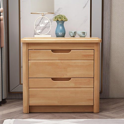 UG73 wholesale all solid wood bedside table log bedside small cabinet modern Chinese style simple bedroom simple storage cabinet