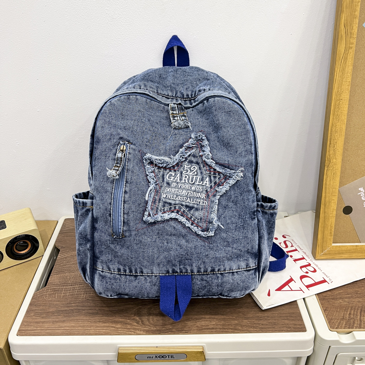 Gradiente mochila de vaqueros de gran capacidad para estudiantes universitarios, mochila de estudiantes, mochila escolar coreana, bolsa de viaje.