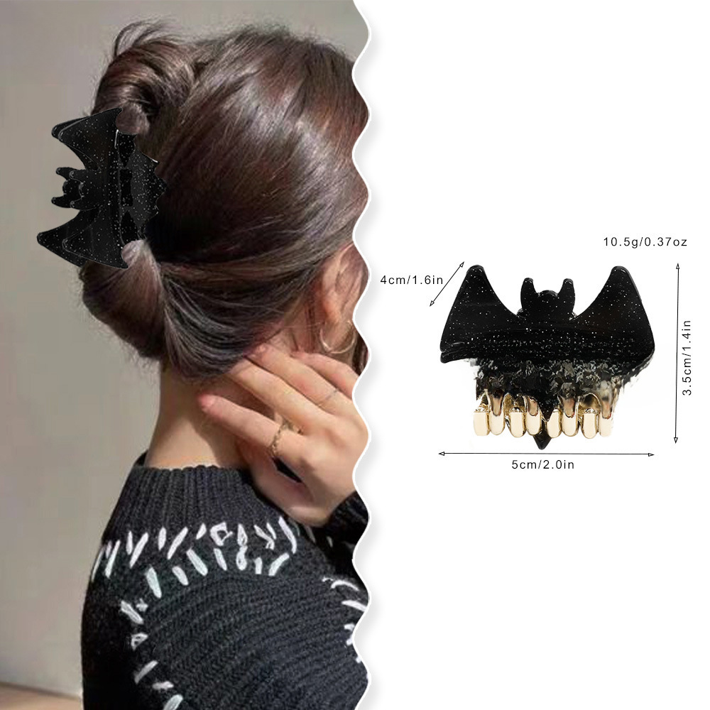 Oddly Reading Bat Hairpin Halloween Funny Grab Clip Temperament Glitter Hair Shark Clip Holiday Dress Hair Accessories Wholesale_voghion.com