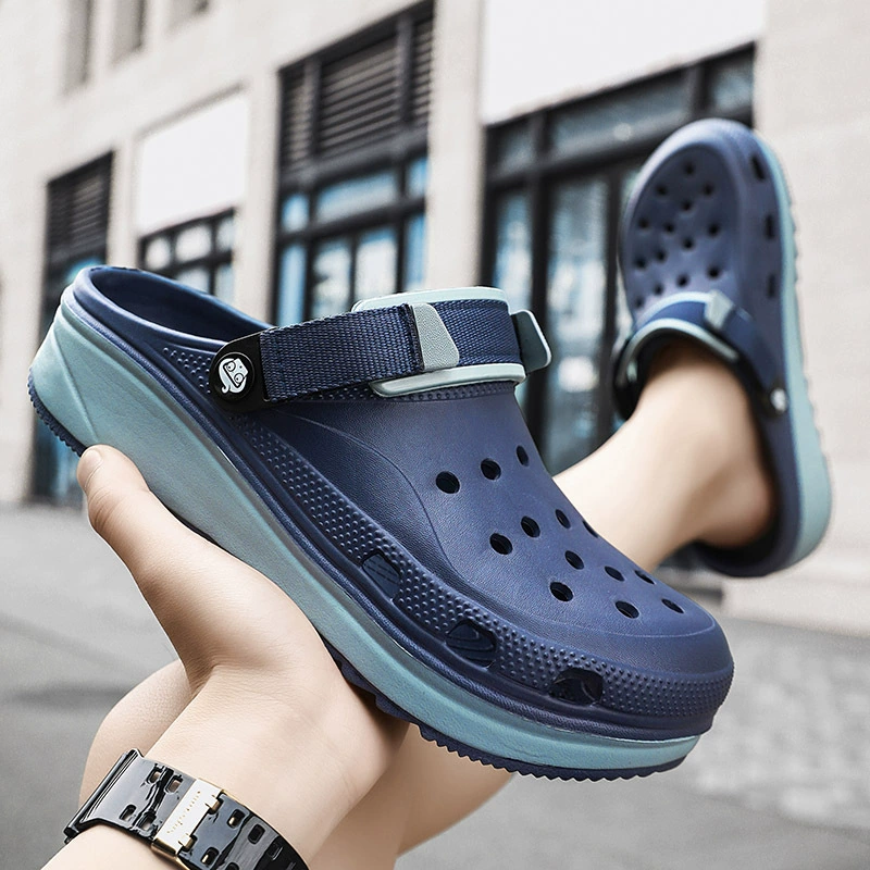 Мужские модные повседневные сабо большого размера, уличные сандалии на толстой подошве с закрытым носком, пляжная обувь, трансграничная обувь