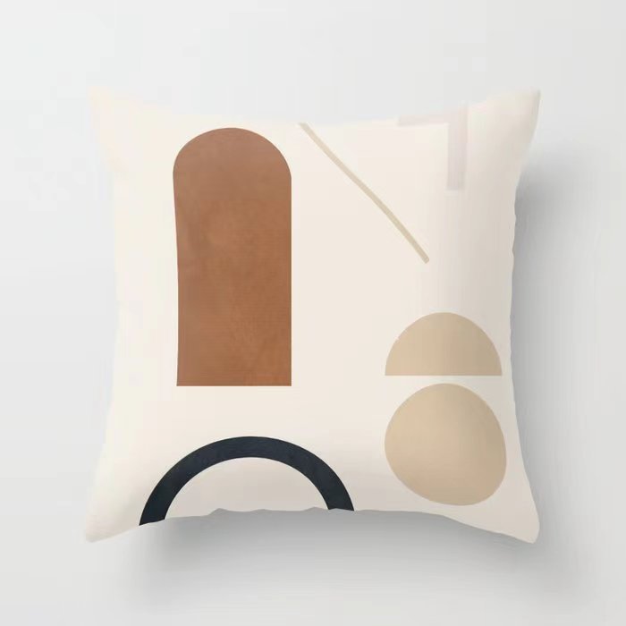 Funda De Almohada abstracta simple moderna funda de almohada de piel de melocotón geométrica simple funda de almohada de mediados de siglo