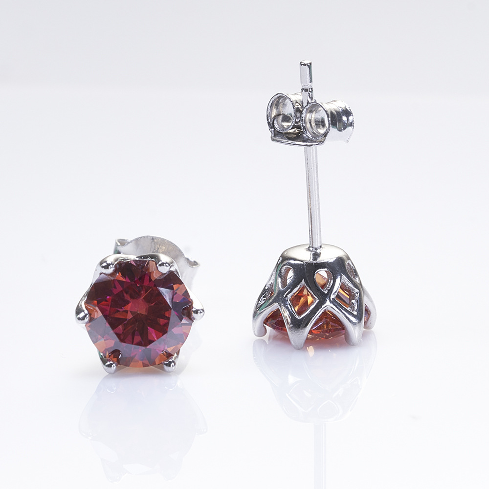 1CT * 2 azul rosa color plata esterlina pendientes de piedra de moissanita de prueba de penetración transfronteriza TK en stock