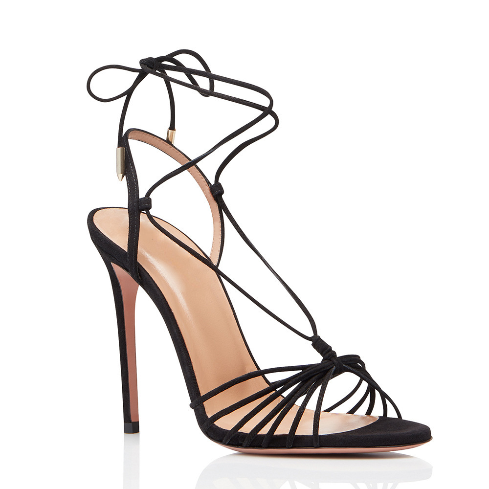 black strappy high heel sandal
