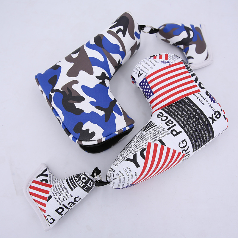 Fábrica al por mayor cubierta de putter de golf protección multidireccional cubierta de club de golf cubierta de varilla de impresión línea directa transfronteriza