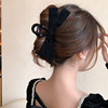 Black hair accessory for princess, hairgrip with bow, demi-season crab pin, shark, hairpins