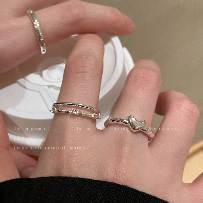 Heart-shaped Zircon Adjustable Ring For Women Minimalist Design_voghion.com