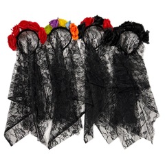 ハロウィンの鬼の花嫁のレースの網の糸のカチューシャはバラの頭をシミュレーションして化粧の舞踏会の舞台の演技の道具を掛けます。