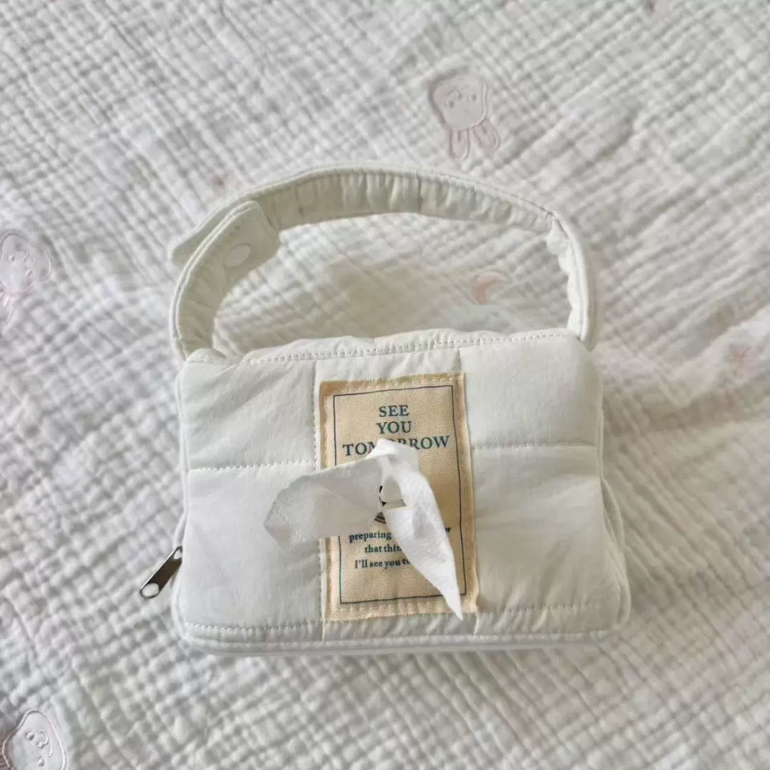 ins韩版车载家用纸巾盒可爱宝宝推车纸巾袋便携两用可放抽纸卷纸