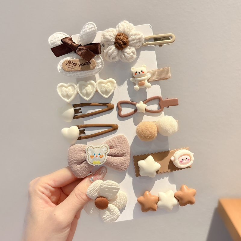 Accesorios para el cabello para niños, café con leche, horquilla, otoño e invierno, nuevas niñas, sin daño, horquilla de felpa, lindo sombrero de clip lateral para bebé