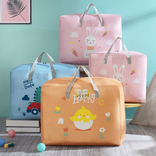 Kindergarten quilt storage bag zipper type thickened Oxford cloth clothes children's handbag moving luggage packing bag