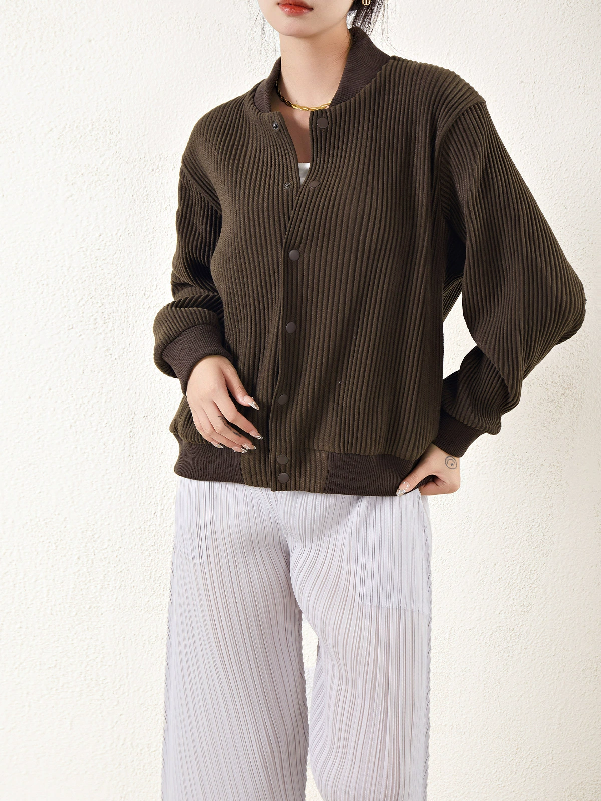 Baseball uniform, short jacket for leisure, loose fit