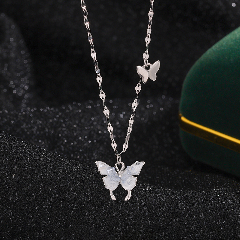Misheng New Bingyu Butterfly Necklace for Women, Light Luxury High-End Fairy Style Choker, Fresh and Sweet Clavicle Chain Misheng New Bingyu Butterfly Necklace for Women, Light Luxury High-End Fairy Style Choker, Fresh and Sweet Clavicle Chain