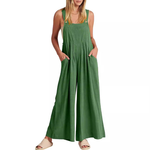 Dress for European and American Women - Plain Color Loose Casual Linen and Cotton Smock Dress
