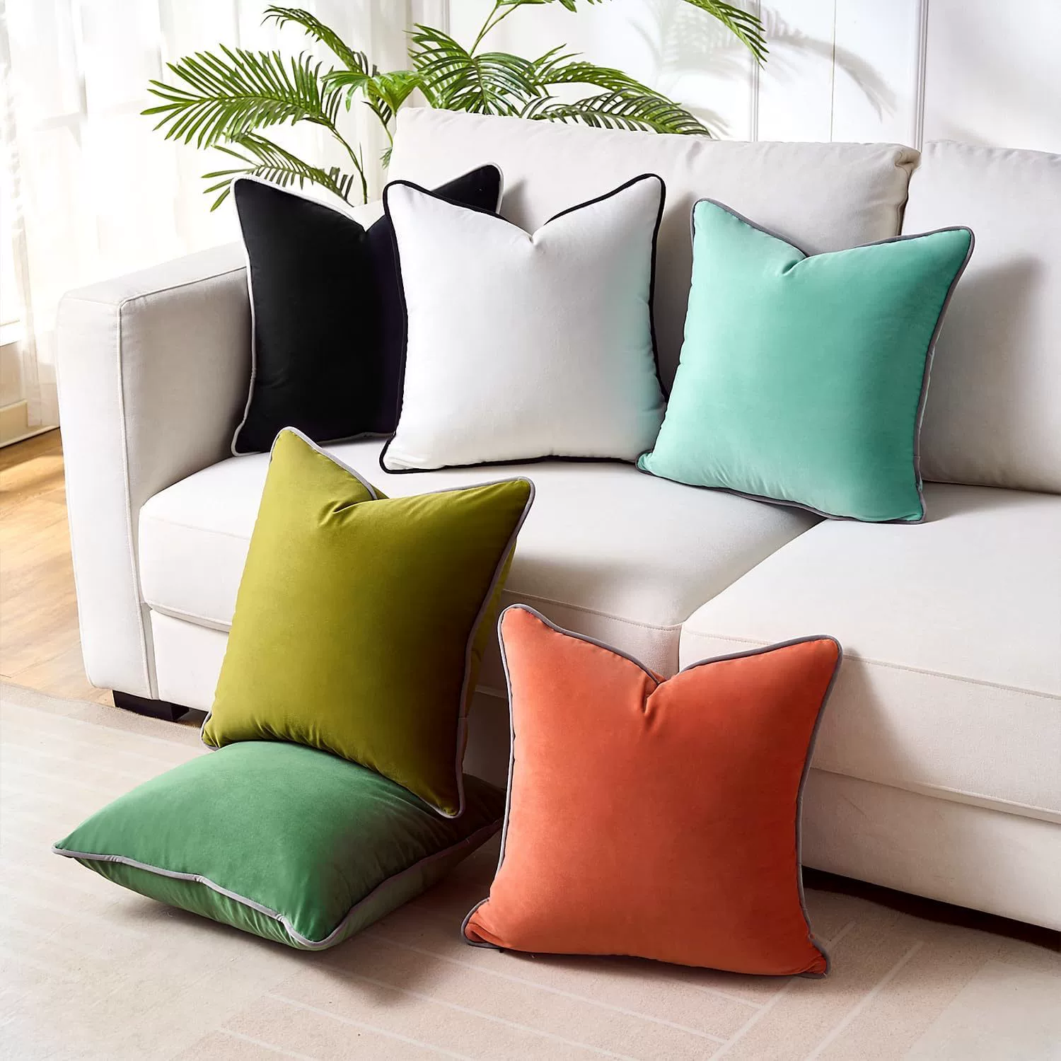 Полностью управляемый дропшиппинг Temu для трансграничной торговли на Amazon, простая наволочка в скандинавском стиле с бархатной окантовкой, черно-белая.