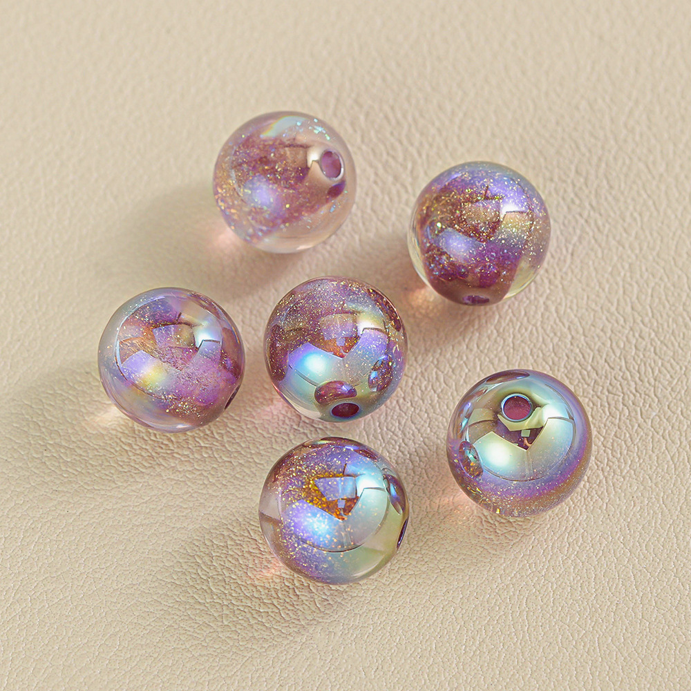 【20-30 piezas】Cuentas redondas de resina con forma de corazón, color dorado brillante, efecto atardecer, cuentas sueltas para hacer pulseras y cadenas para teléfono