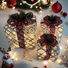 圣诞节装饰品发光礼盒三件套圣诞大场景装饰酒店橱窗摆件礼物堆头
