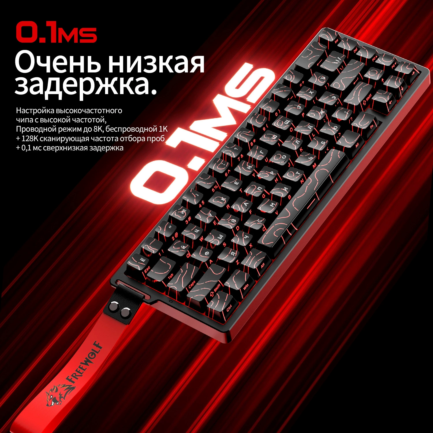 Free Wolf F68PRO Русский трёхрежим RGB магнитная ось механическая клавиатура контур проводная 8K беспроводная Bluetooth магнитная ось