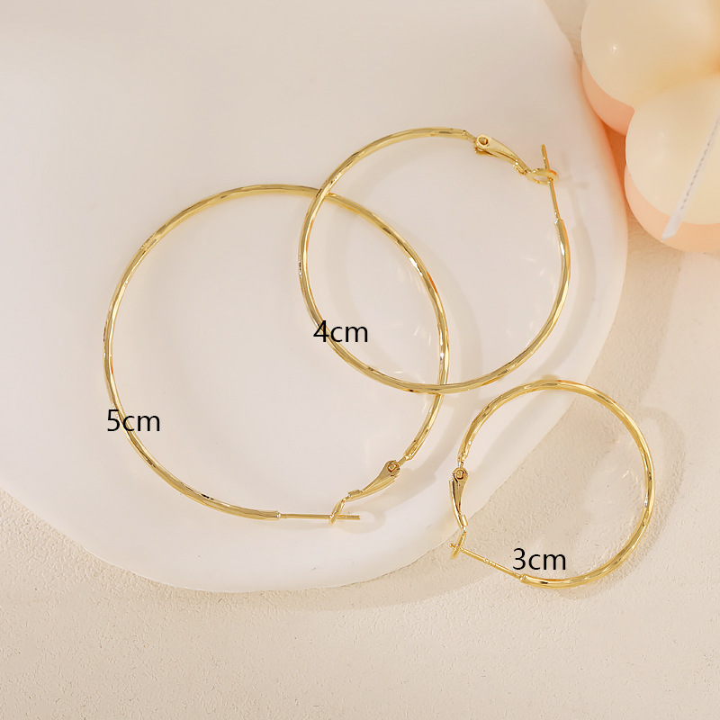 리얼 골드 50mm 스터드 이어링