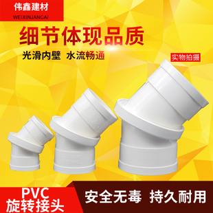 Ql@3Hpvc Universal Direct 360 Rotation Elbow 0-45 Degree Pipe Clamp Drainage Pipe Fittings Lower Accessories 50 75 110