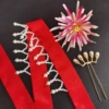 Pearl hair band + gold five baht single + other shore flowers red small