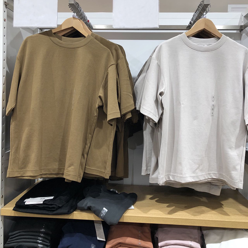 Pure yuan! Fitting Room U Family Summer Couple's AIRism Loose Round Neck Solid Color T-Shirt Half Sleeve 455359