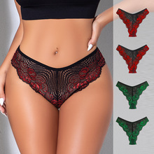 欧美夏季新款弹力花边蕾丝外贸内裤舒适性感半包臀女士三角裤S-XL