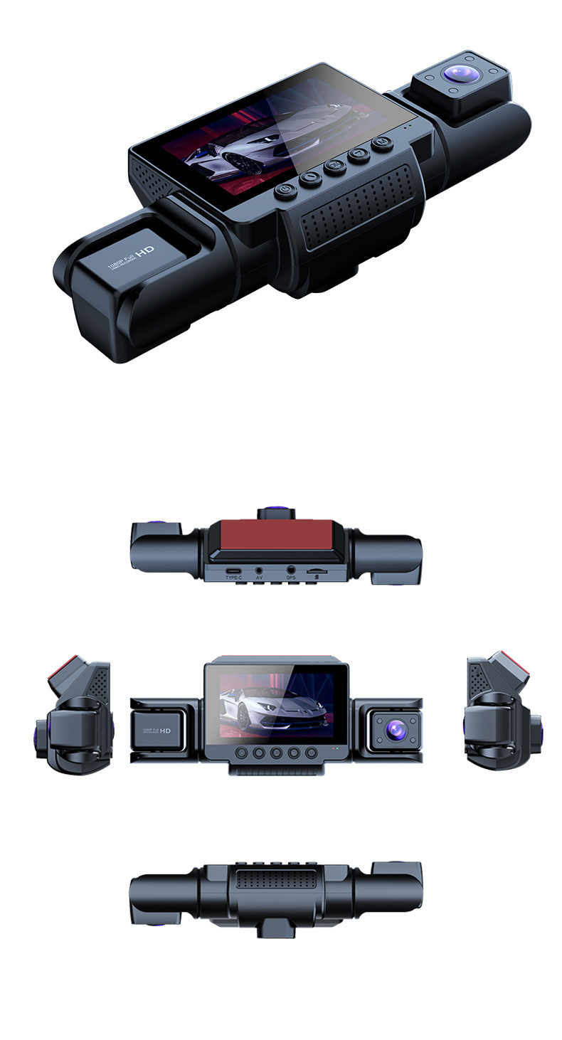 3.0inch Wifi Camera with 4 Lenses, 4 Simultaneous Recording and Display, 1080P Wifi Hidden High-Definition Dash Cam