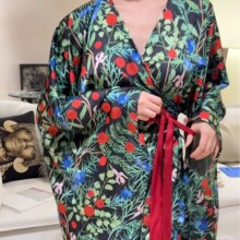 SLEEP LU正品〈浮世歌〉国风大阔袖花卉系带小众裹身睡衣女居家服