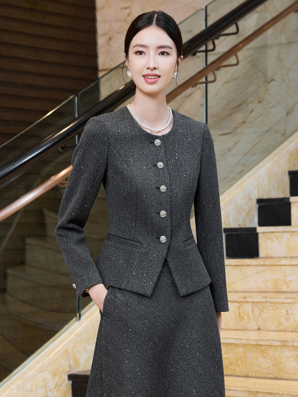 职业高端气质名媛时尚套装冬季两件套穿搭女装一整套高级感灰8194|undefined