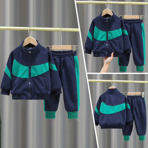 Boys' Set  Spring and Autumn New Children's Sports Cardigan Two-Piece Set for Young Children, Overseas Trade Children's Fashion