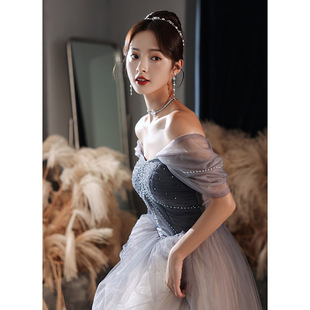 Evening Dress for Women 2025 New Spring Style Elegant Banquet Vocal Art Exam Annual Meeting Host Long Dress
