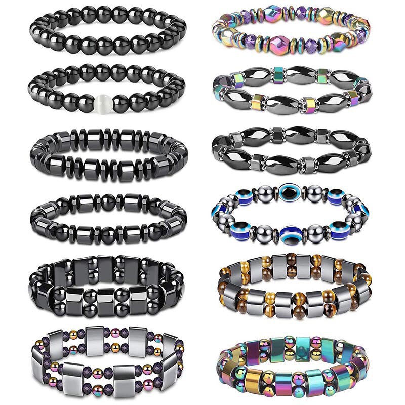 Cross-Border Black Gallstone Bracelet, Magnetic Yoga Beaded Elastic Bracelet, Jewelry for Women, Men's Black Gallstone Bracelet, Foreign Trade Wholesale Cross-Border Black Gallstone Bracelet, Magnetic Yoga Beaded Elastic Bracelet, Jewelry for Women, Men's Black Gallstone Bracelet, Foreign Trade Wholesale