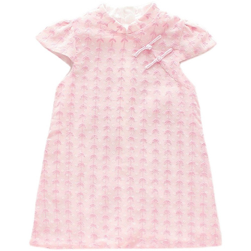 Girls' cheongsam skirt children's summer dress baby summer Chinese style summer style children's short-sleeved lace dress