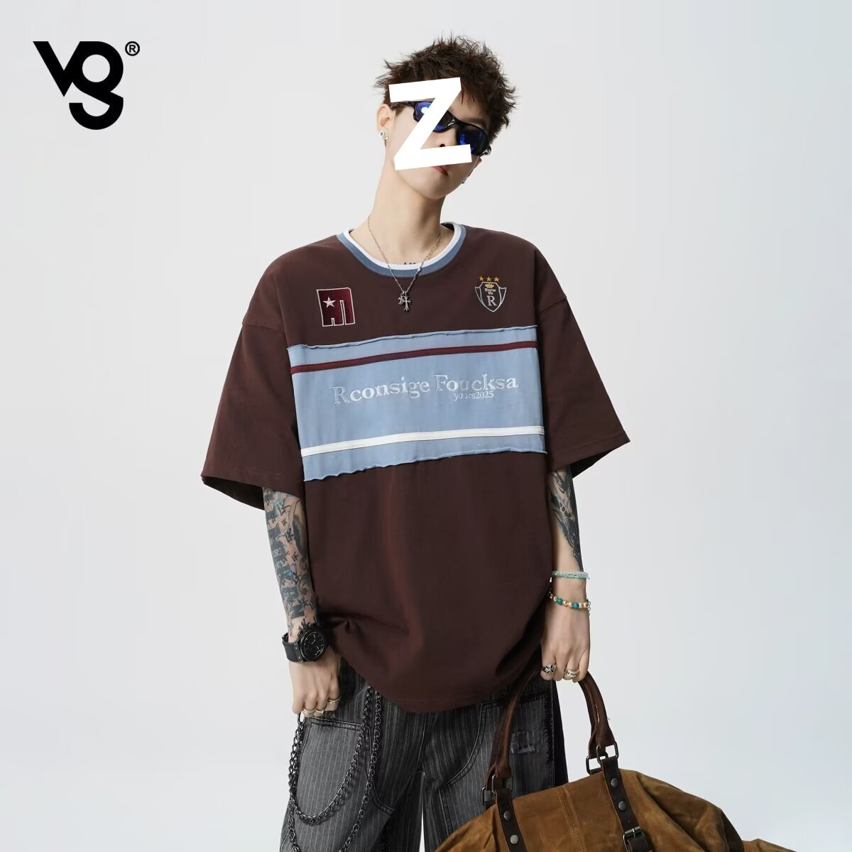 2026夏季美式复古潮牌宽松做旧街头痞帅个性印花短袖T恤上衣男潮