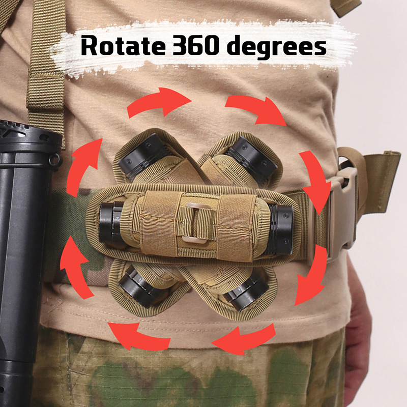战术运动手电筒套 多功能360度旋转通用手电筒腰套 户外工具挂包