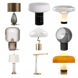 简约床头台灯北欧轻奢设计师样板房高级感客厅卧室玻璃装饰台灯