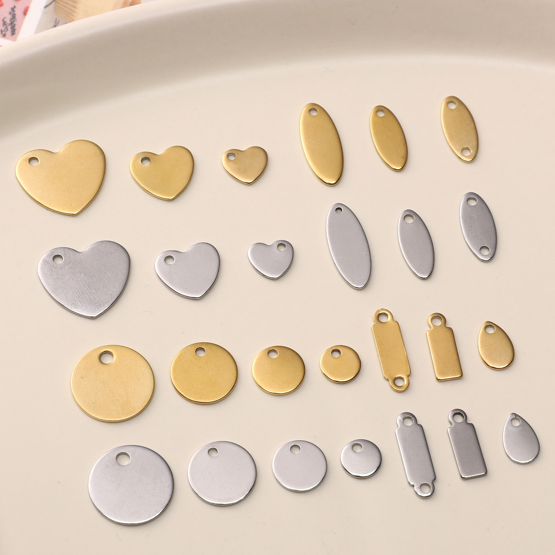 Stainless Steel Round Smooth Tag Pendant Jewelry DIY Handmade Earrings Bracelet Pendant Jewelry Material