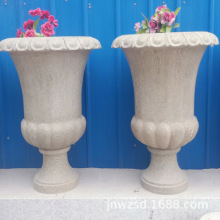 仿古石雕花盆制作价格 大理石花盆图片 家庭石材聚宝盆雕刻厂家