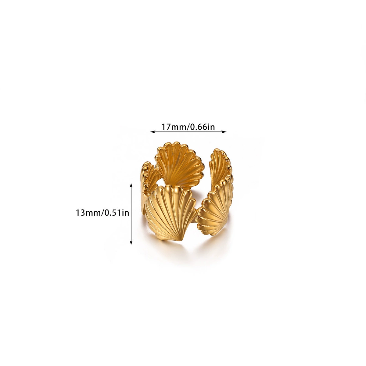 Adjustable Marine Shell Ring, Gold-Plated Beach Accessory, One Size (0.005 kg)