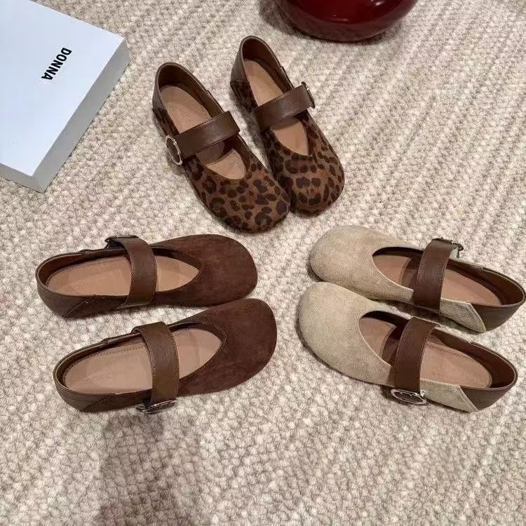 2026 Fall New Vintage Leopard Print Shallow Mary Jane Flats For Women, Versatile Soft Sole Women's Shoes_vogvips.com