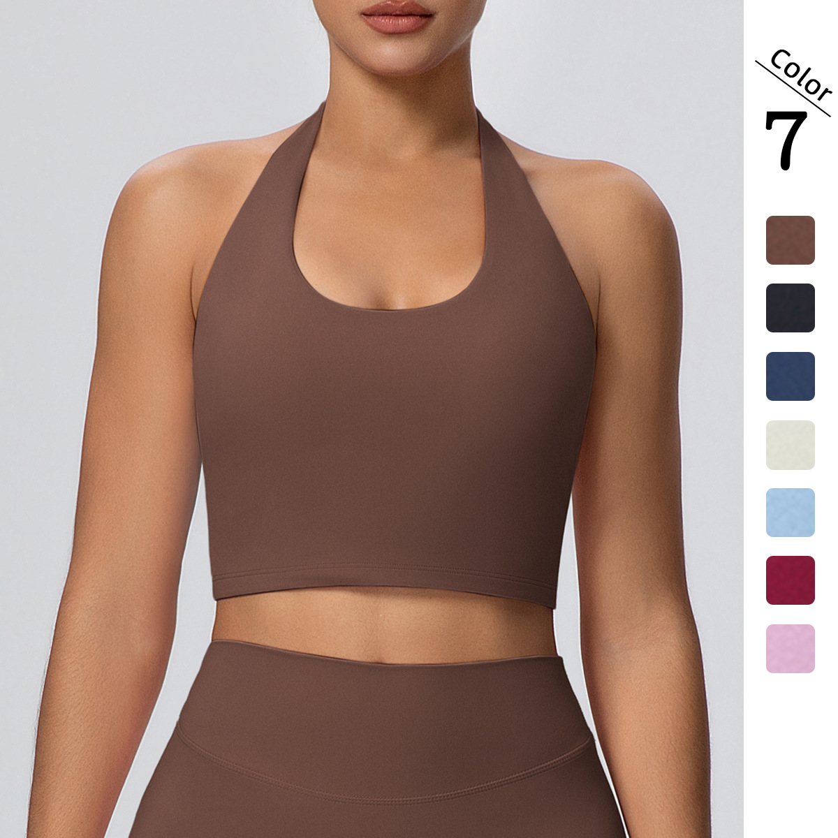 New Cross-Border Beauty Back Halter Bra Yoga Bra Shockproof Running Fitness Vest Halter Sling Yoga Wear for Women