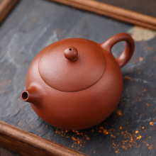 宜兴朱泥紫砂壶一件起批手工泡茶壶家用功夫茶具原矿大红袍柿圆壶