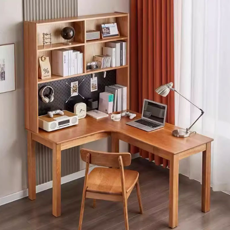 Nordic Solid Wood Black Walnut Desk Modern Corner Study Table North American Cherry Wood Study Office Computer Desk