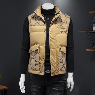 2024 European Station Fashion Brand Winter New Down Jacket Vest Jacket Men's Stand Collar Sleeveless Vest