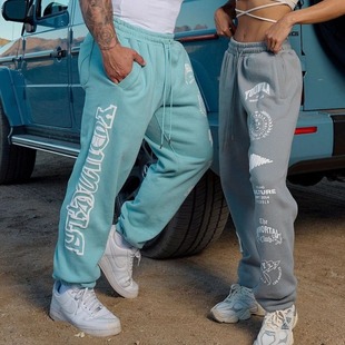 Cross-border Hot Selling Men's Sweatpants European and American Long Sports Casual Fitness Pants Men's and Women's American Training Bundle Foot Long Pants