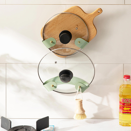 European-style minimalist wall-mounted screw-free pot lid holder kitchen organizer multi-functional home storage rack cutting board stand