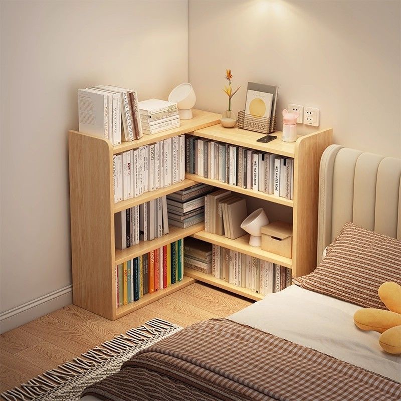 Solid Wood Bookshelf Desktop Storage Rack Bedroom Wall Storage Cabinet Home Corner Storage Rack Retractable Bookcase