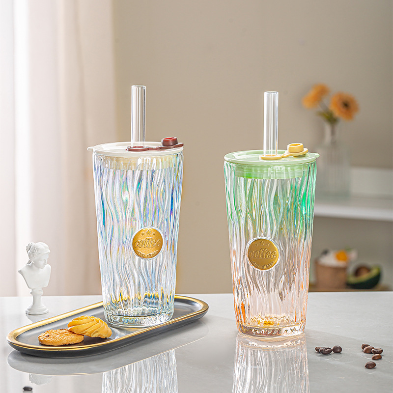 かわいい願いコーヒーカップガラスクリエイティブ高価値ガラスストローカップ会議サインインギフト卸売|undefined