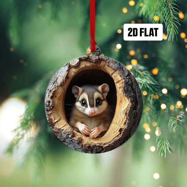 Explosiones transfronterizas mapache decoraciones de árbol de Navidad búho decoraciones acrílicas pequeños colgantes planos listados